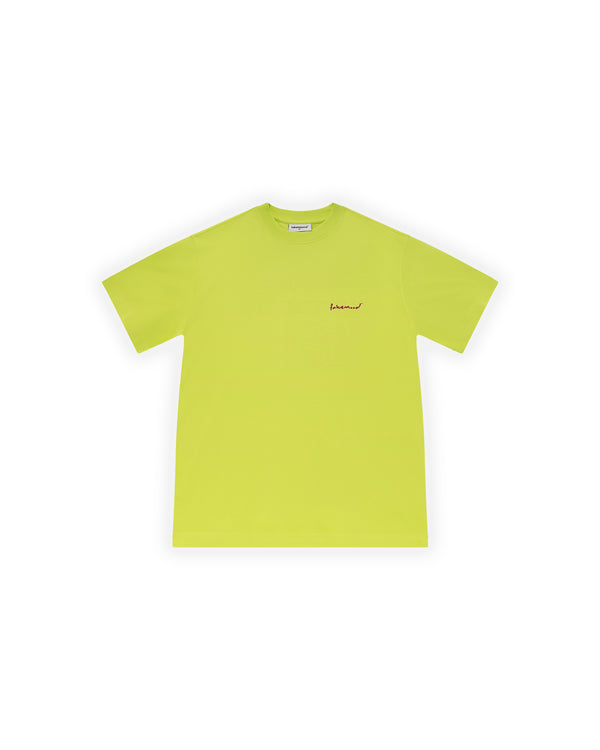 ERKEK OVERSIZE 2000'S PUFF BASKILI TİŞÖRT - NEON YEŞİL