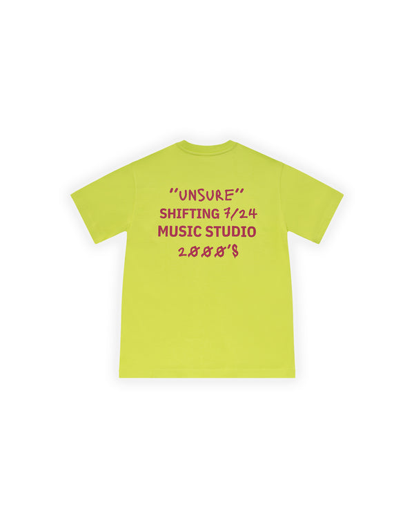ERKEK OVERSIZE 2000'S PUFF BASKILI TİŞÖRT - NEON YEŞİL