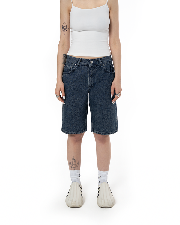 UNISEX MEANING STAYS❤︎ DENIM SHORT - DARK BLUE