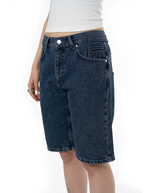 UNISEX MEANING STAYS❤︎ DENIM SHORT - DARK BLUE