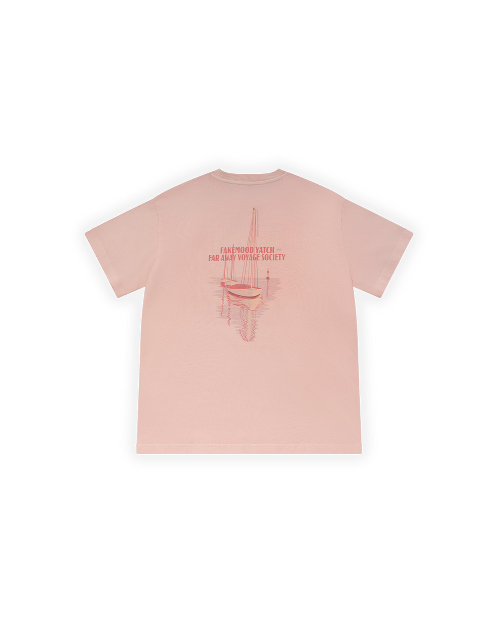 ERKEK OVERSIZE YACHT SOCIETY BASKILI TİŞÖRT - PEMBE
