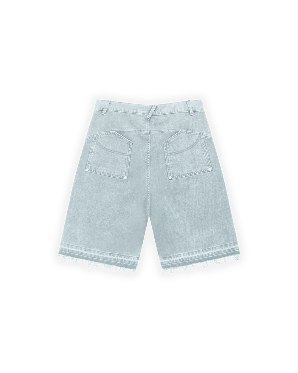 UNISEX OVERSIZE YIPRATMALI FM ICON DETAYLI PREMIUM DENIM ŞORT - MAVİ