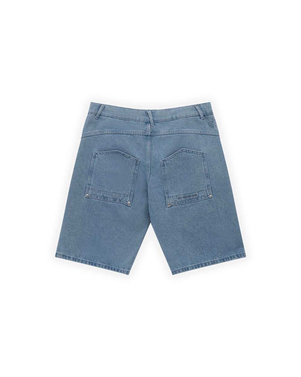 UNISEX RELAXED FIT FM ICON LOGO KABARTMALI PREMIUM DENIM  ŞORT - MAVİ