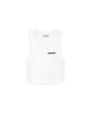 KADIN FAKEMOOD NAKIŞLI CROP TOP - BEYAZ