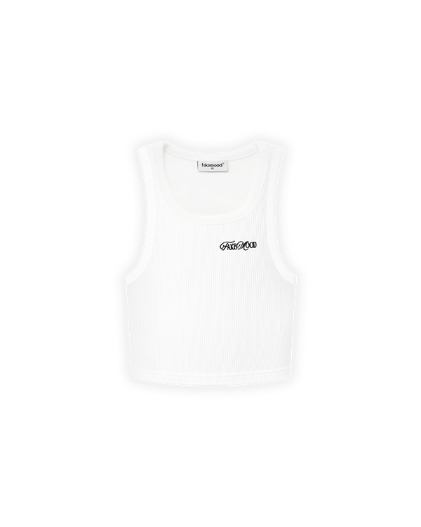 KADIN FAKEMOOD NAKIŞLI CROP TOP - BEYAZ