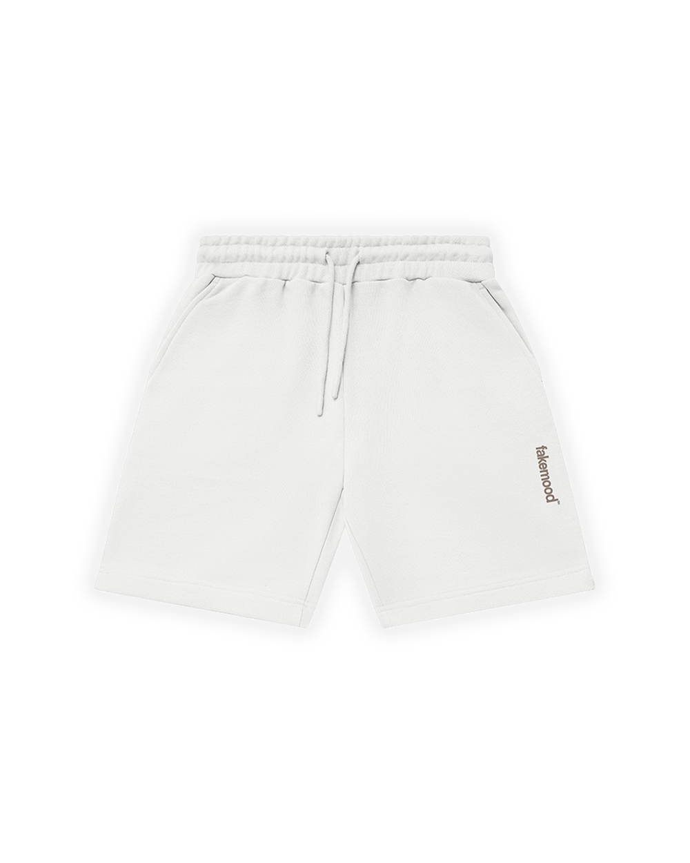 UNISEX RELAXED FIT BASIC FAKEMOOD BASKILI ŞORT - ANTİK BEYAZ