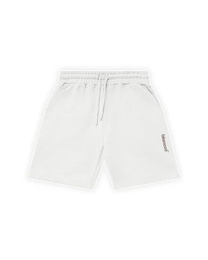 UNISEX RELAXED FIT BASIC FAKEMOOD BASKILI ŞORT - ANTİK BEYAZ