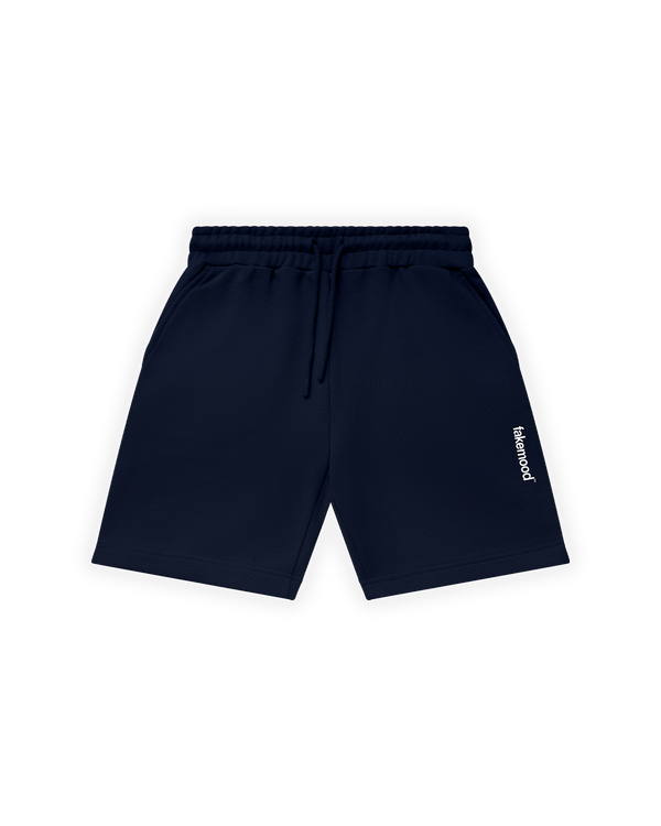 UNISEX RELAXED FIT BASIC FAKEMOOD BASKILI ŞORT -LACİVERT