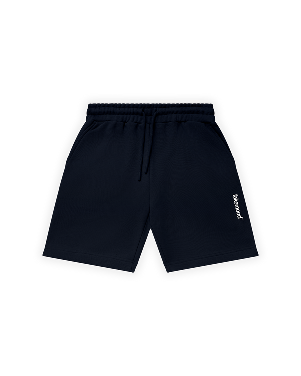 UNISEX RELAXED FIT BASIC FAKEMOOD BASKILI ŞORT - SİYAH