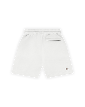 UNISEX RELAXED FIT BASIC FAKEMOOD BASKILI ŞORT - ANTİK BEYAZ