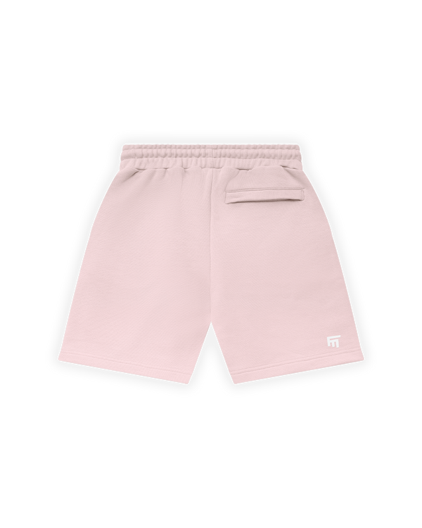 UNISEX RELAXED FIT BASIC FAKEMOOD BASKILI ŞORT - PEMBE