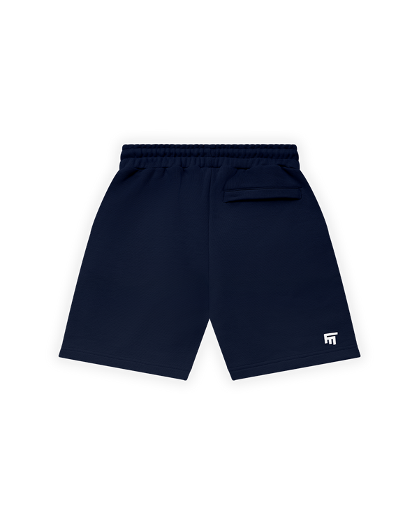 UNISEX RELAXED FIT BASIC FAKEMOOD BASKILI ŞORT -LACİVERT