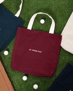 CANVAS EMBROIDERED TOTE BAG - BURGUNDY