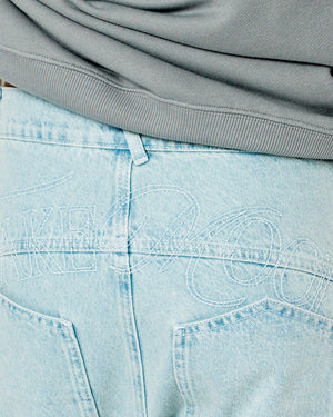UNISEX SIGNATURE RAW DENIM PANTS - LIGHT BLUE