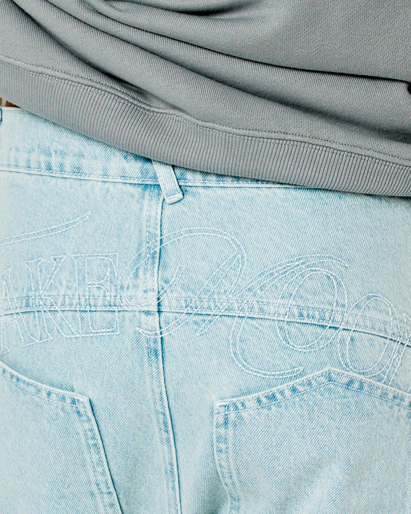 UNISEX SIGNATURE RAW DENIM PANTS - LIGHT BLUE
