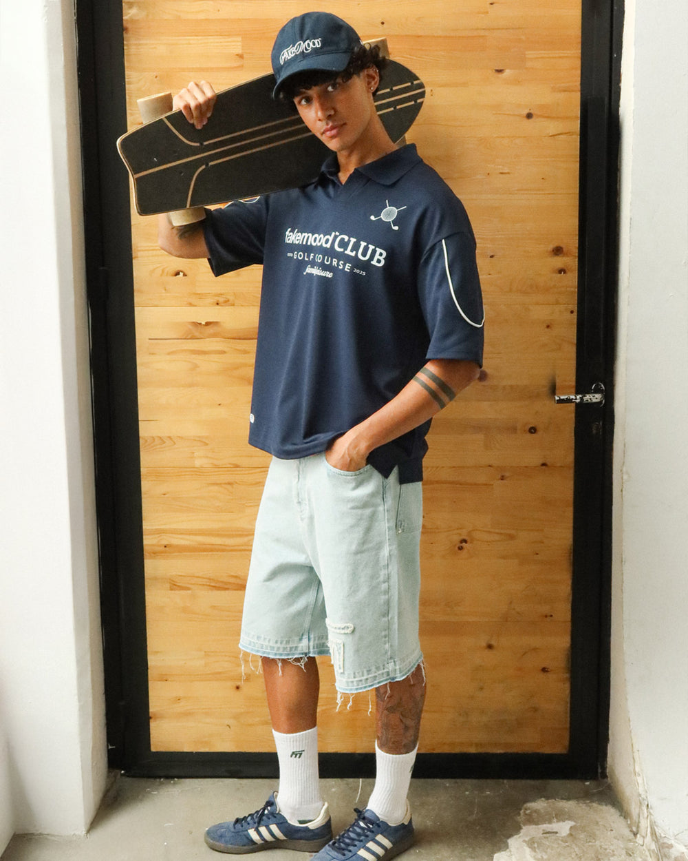 UNISEX LOVE FROM FAKEMOOD❤︎ BAGGY DENIM SHORT - LIGHT BLUE