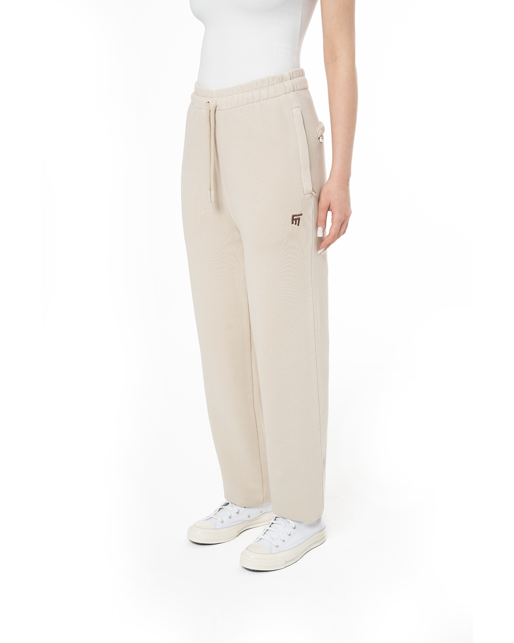 KADIN RELAXED FIT FM ICON NAKIŞLI JOGGER - BEJ