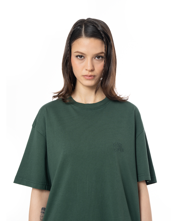 KADIN OVERSIZE FAKEMOOD NAKIŞLI TİŞÖRT - YEŞİL