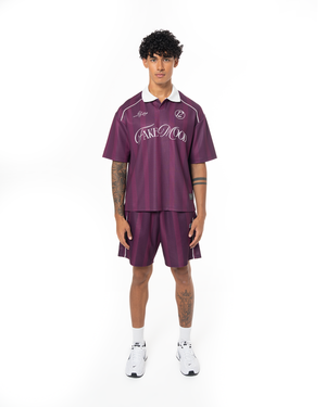 COLLARED CLASSY JERSEY SHORT - PURPLE