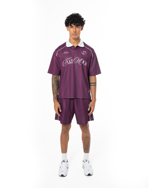 COLLARED CLASSY JERSEY TOP - PURPLE