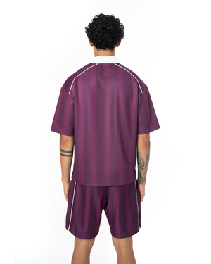 COLLARED CLASSY JERSEY TOP - PURPLE