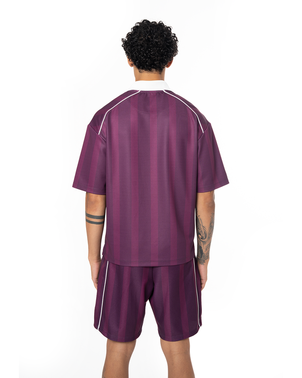 COLLARED CLASSY JERSEY TOP - PURPLE