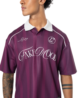 COLLARED CLASSY JERSEY TOP - PURPLE