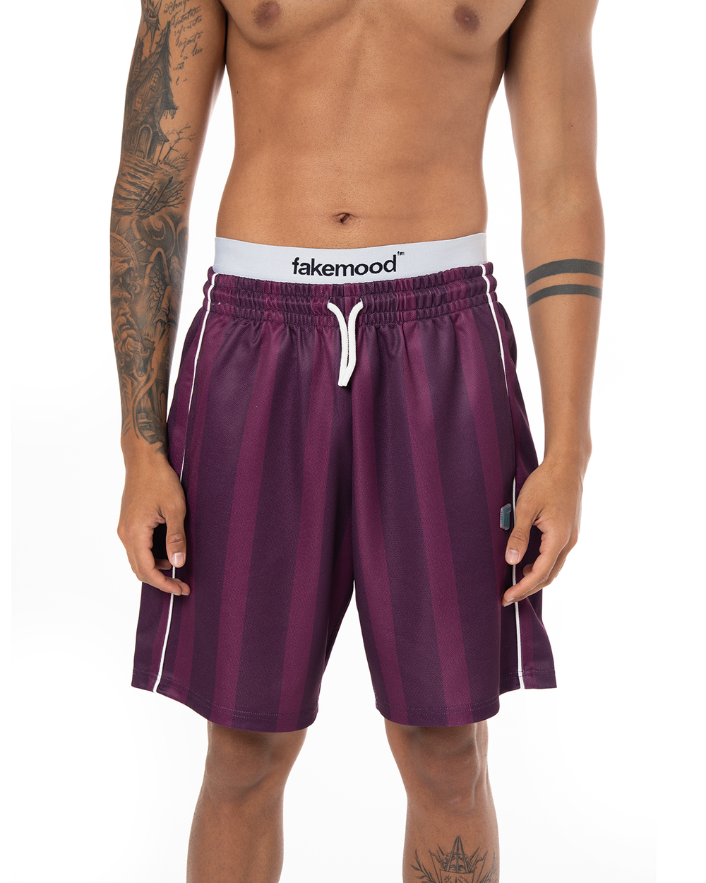 ERKEK OVERSIZE JERSEY KUMAŞ FM ICON LOGO DETAYLI ŞORT - MOR