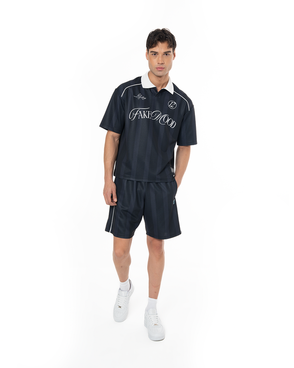 COLLARED CLASSY JERSEY SHORT - BLACK