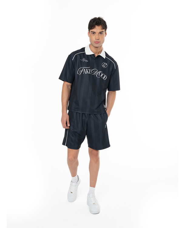 COLLARED CLASSY JERSEY TOP - BLACK