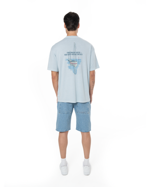 UNISEX GARMENT DYE LIMITED FM VOYAGE TEE - PASTEL BLUE
