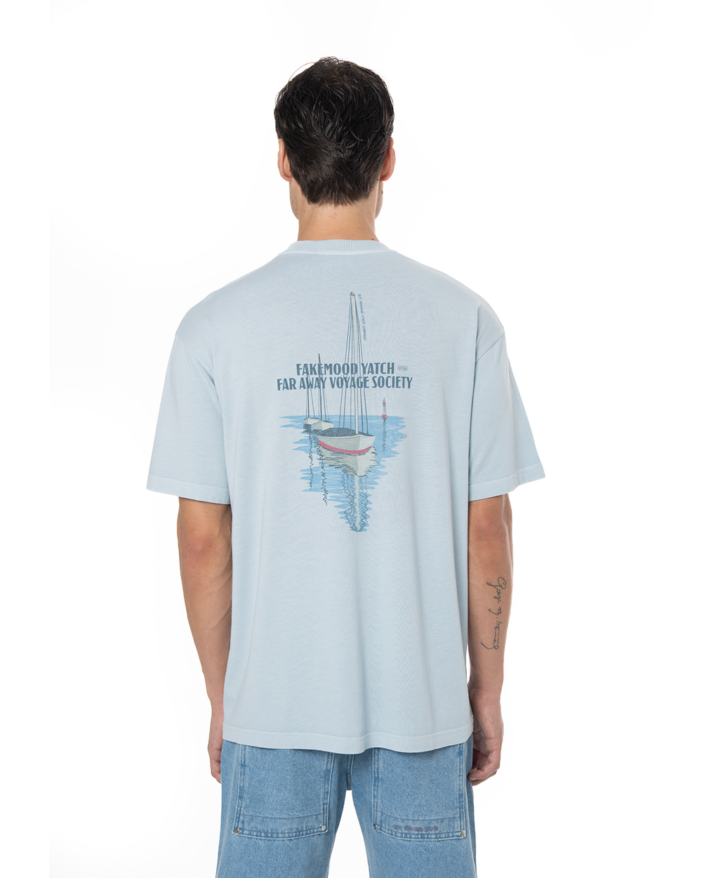 UNISEX GARMENT DYE LIMITED FM VOYAGE TEE - PASTEL BLUE