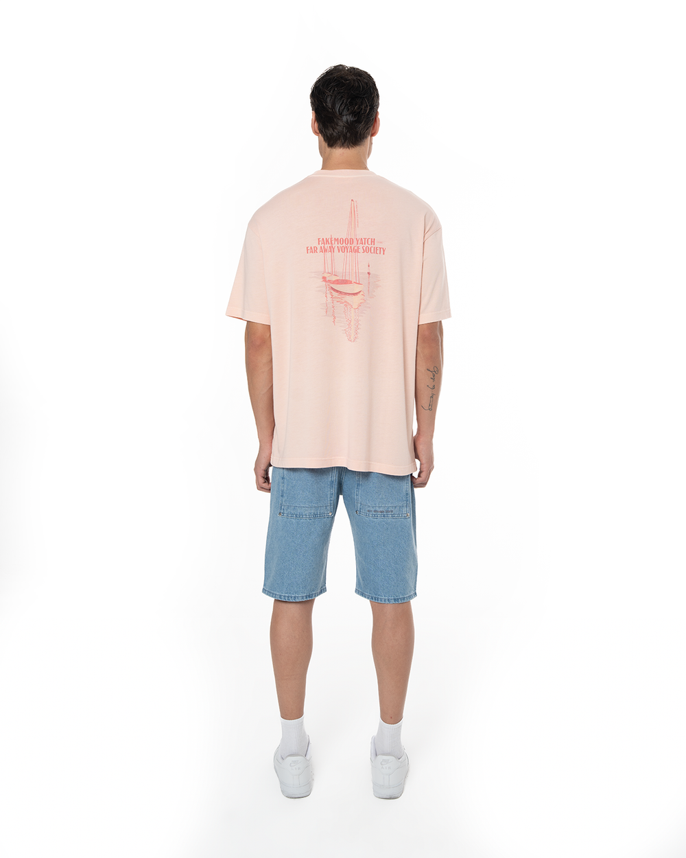 Yacht Society Baskılı Oversize T-Shirt - Pembe