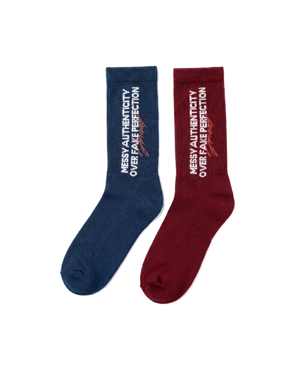 FM MESSY CREW SOCKS - NAVY/BURGUNDRY