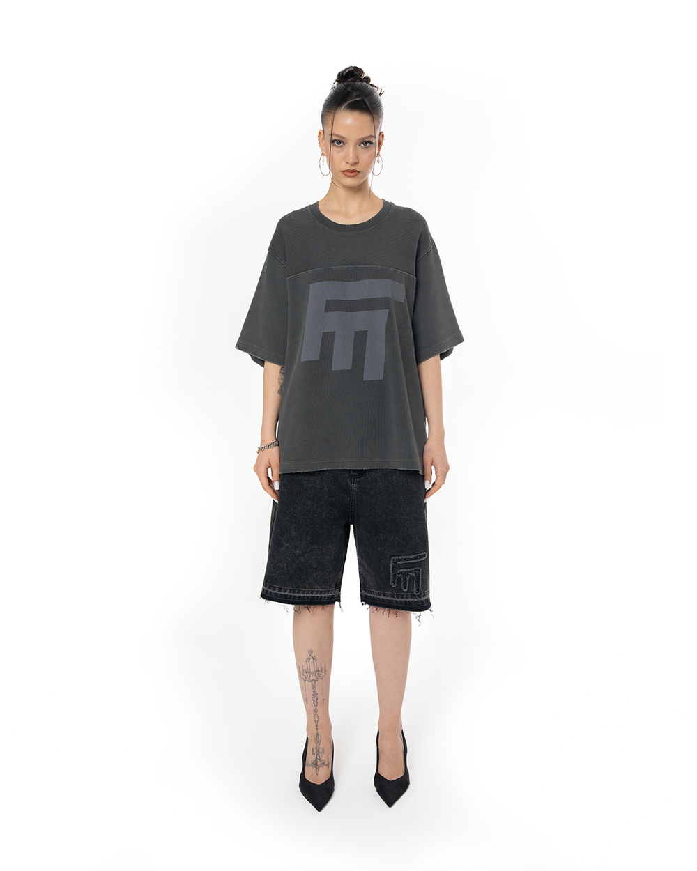 UNISEX HEAVY RIB BOXY TSHIRT - HARD COAL