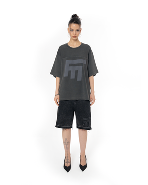 UNISEX HEAVY RIB BOXY TSHIRT - HARD COAL