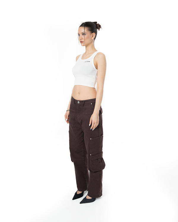 GARMENT DYE SIGNATURE CROP TANK TOP - WHITE