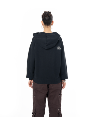 UNISEX ASYMMETRIC ZIP FULL ZIP SWEATSHIRT - BLACK