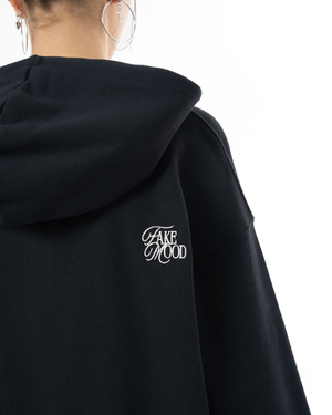 UNISEX ASYMMETRIC ZIP FULL ZIP SWEATSHIRT - BLACK