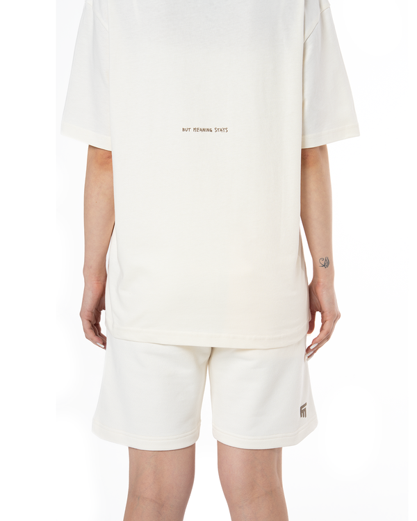 KADIN OVERSIZE BASIC BASKILI TİŞÖRT - EKRU