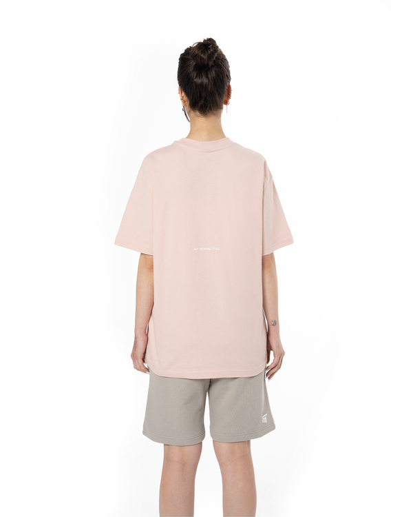 KADIN OVERSIZE BASIC BASKILI TİŞÖRT - AÇIK PEMBE
