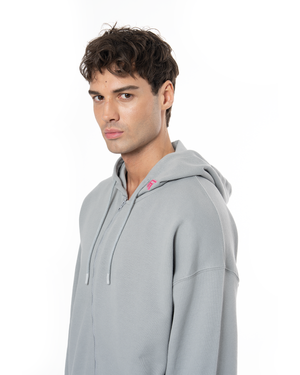 UNISEX ASYMMETRIC ZIP FULL ZIP SWEATSHIRT - GRAY
