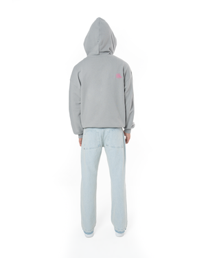 UNISEX ASYMMETRIC ZIP FULL ZIP SWEATSHIRT - GRAY