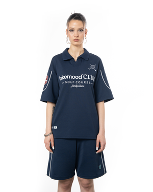 UNISEX COLLARED GOLF CLUB JERSEY TOP - NAVY