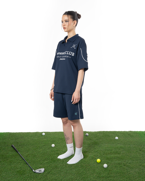 UNISEX COLLARED GOLF CLUB JERSEY TOP - NAVY