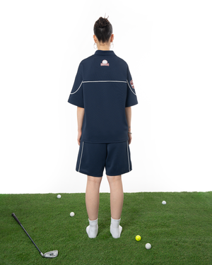 UNISEX COLLARED GOLF CLUB JERSEY TOP - NAVY