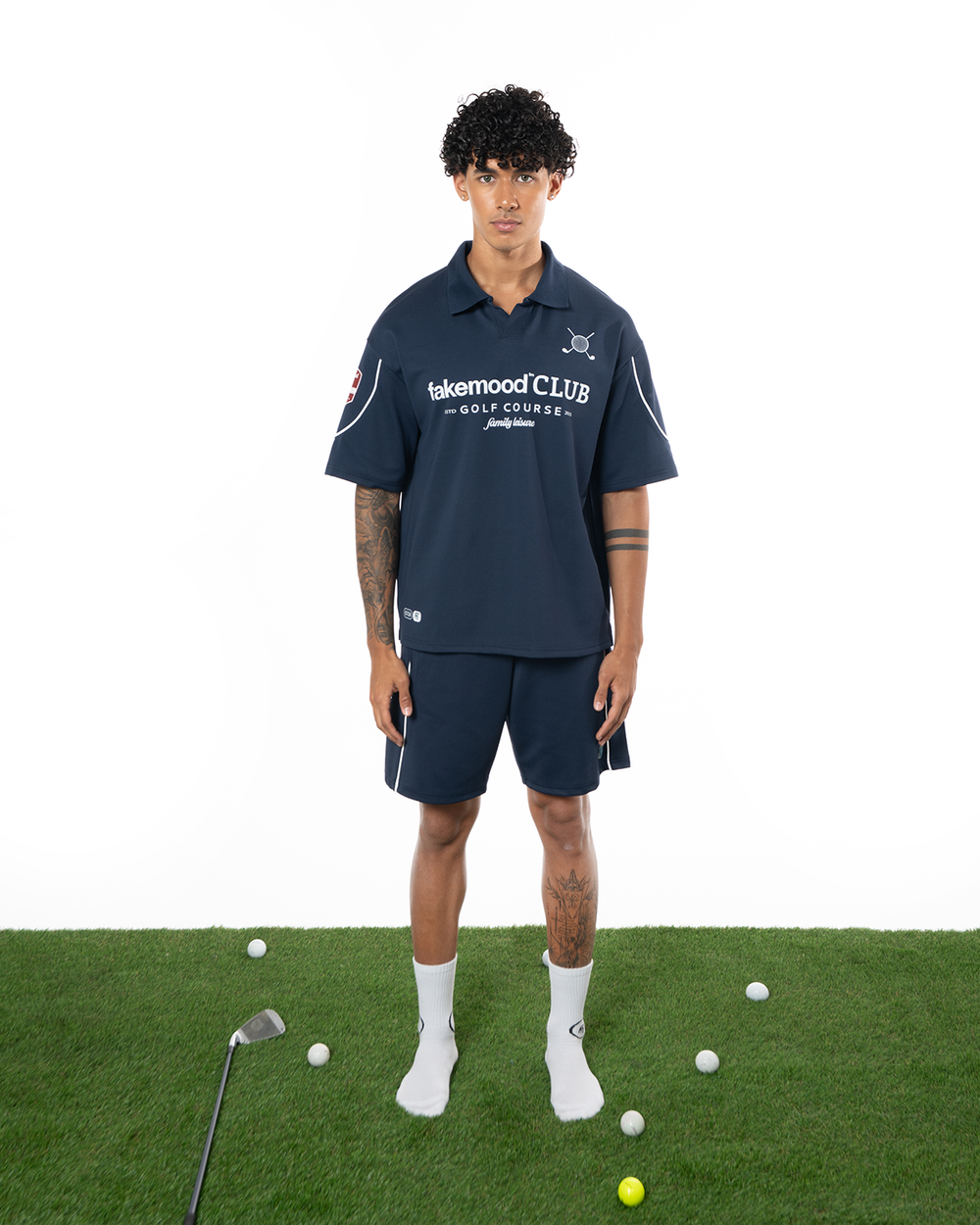 COLLARED GOLF CLUB JERSEY TOP - NAVY