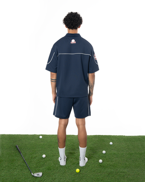 COLLARED GOLF CLUB JERSEY TOP - NAVY