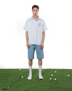 UNISEX STRIPED SLEEVE GOLF CLUB SHIRT - BLUE