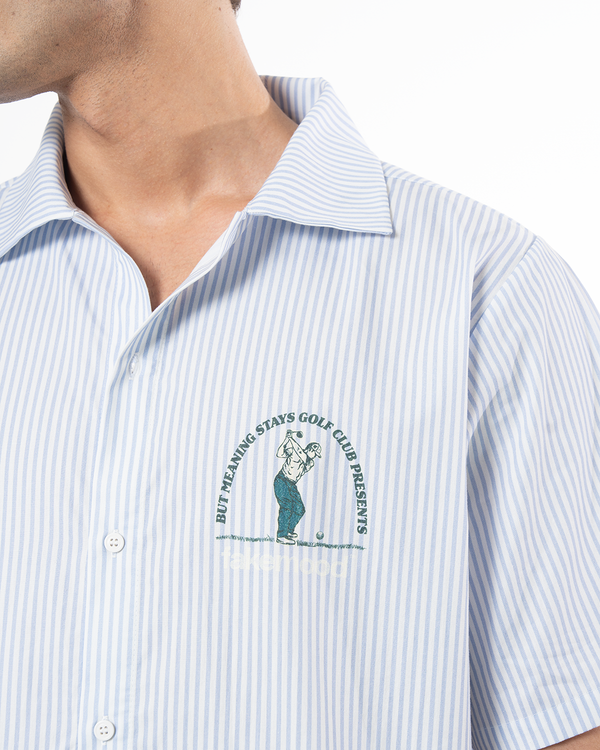 UNISEX STRIPED SLEEVE GOLF CLUB SHIRT - BLUE